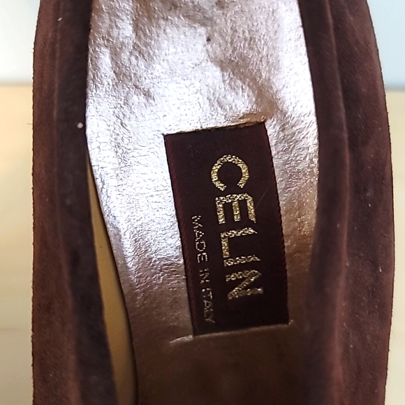 CELIN Brown Leather/Suede Vintage Heels    Ankle Booties Size 37.5 - Picture 6 of 8
